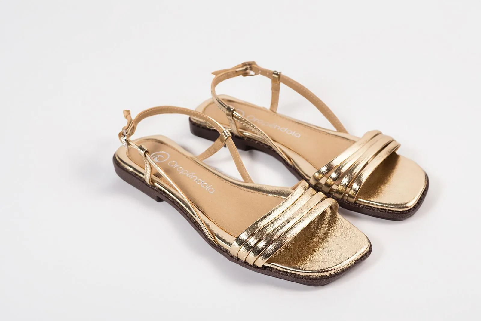 Gold Flats Sandal in Fiorella Finish
