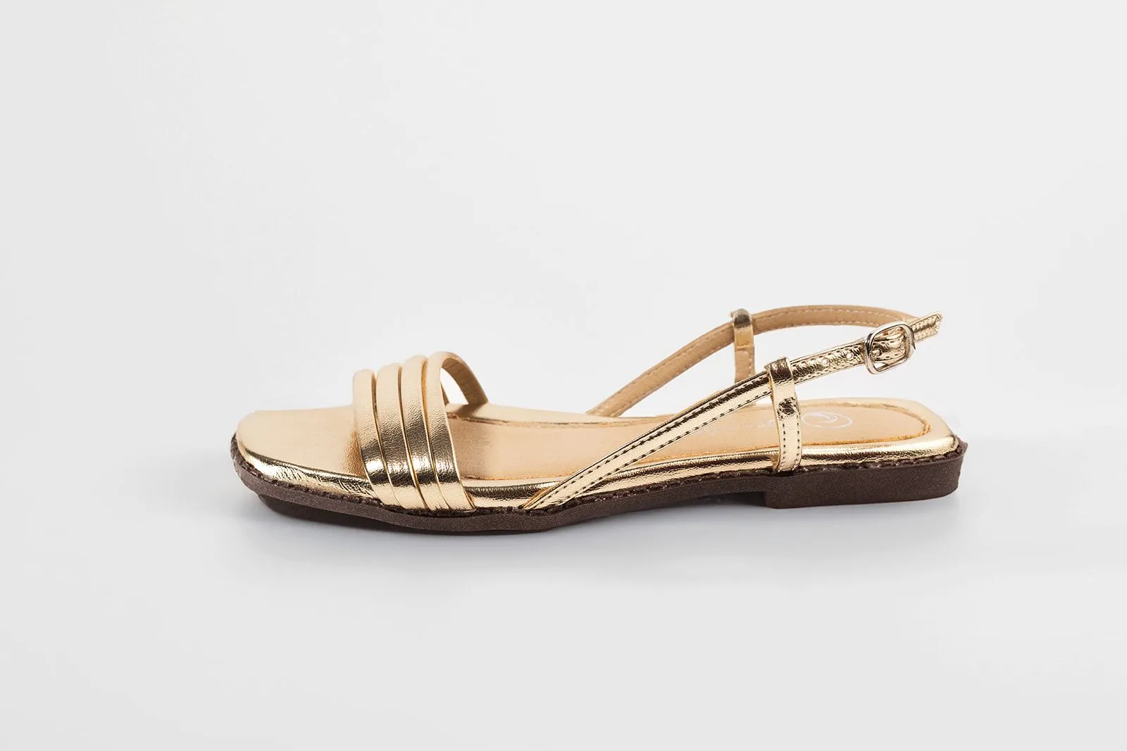 Gold Flats Sandal in Fiorella Finish